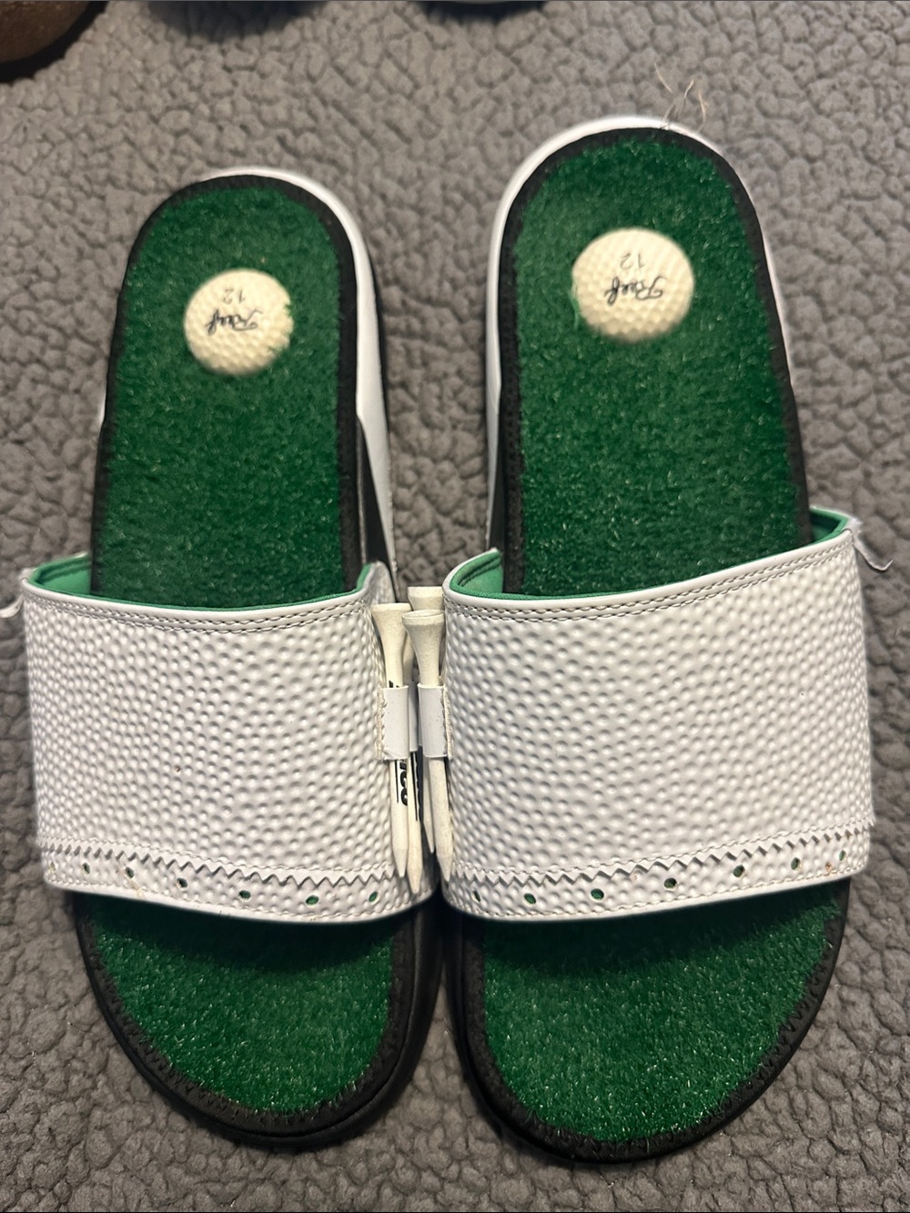 Reef White Slides with Green Footbed - Women